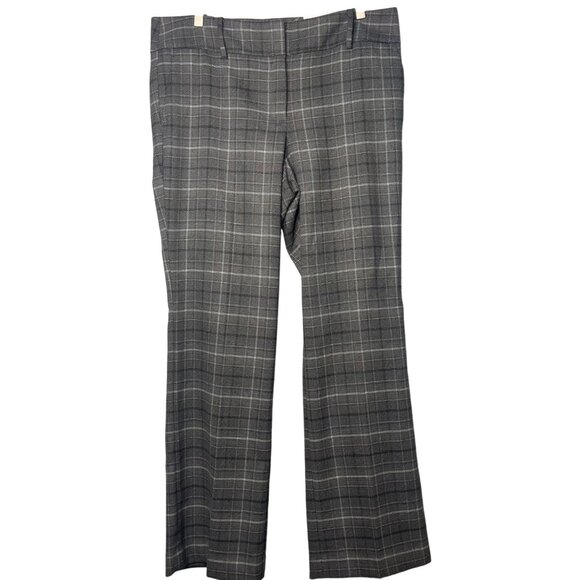 Ann Taylor Factory Plaid Gray Mid-Rise Trousers SZ 14 Office Business NEW - Picture 1 of 9